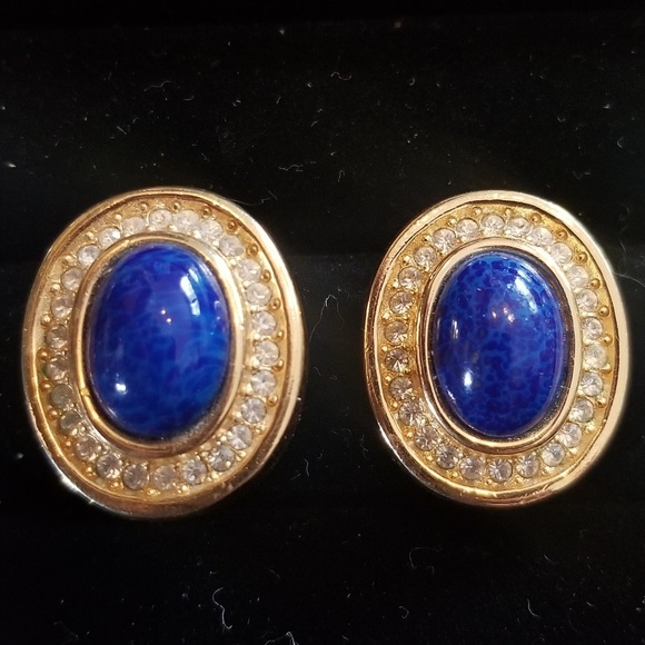 Lapis Clip On Earrings - Picture 1 of 3